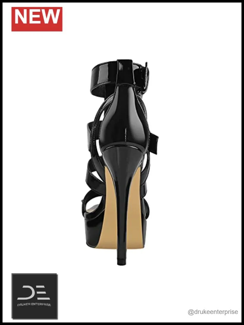 Studded Platform Stiletto Heels Sandals with Buckle Ankle Strap Open Toe